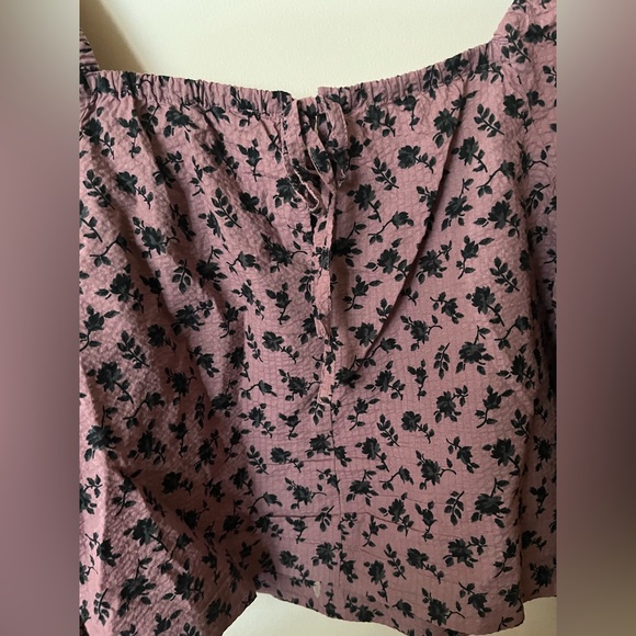 Madewell Seersucker Square-Neck Floral Blouse Long Sleeve Crop - M - Picture 6 of 10